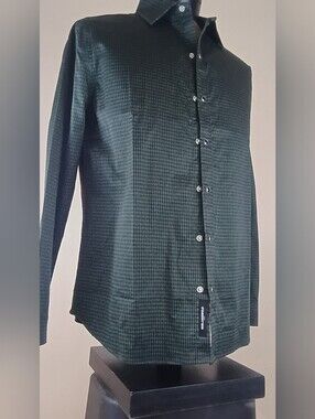 Karl Lagerfeld Green Houndstooth Long-Sleeve Shirt